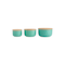 Mint Green Ceramic Bowls with Bamboo Lids Set